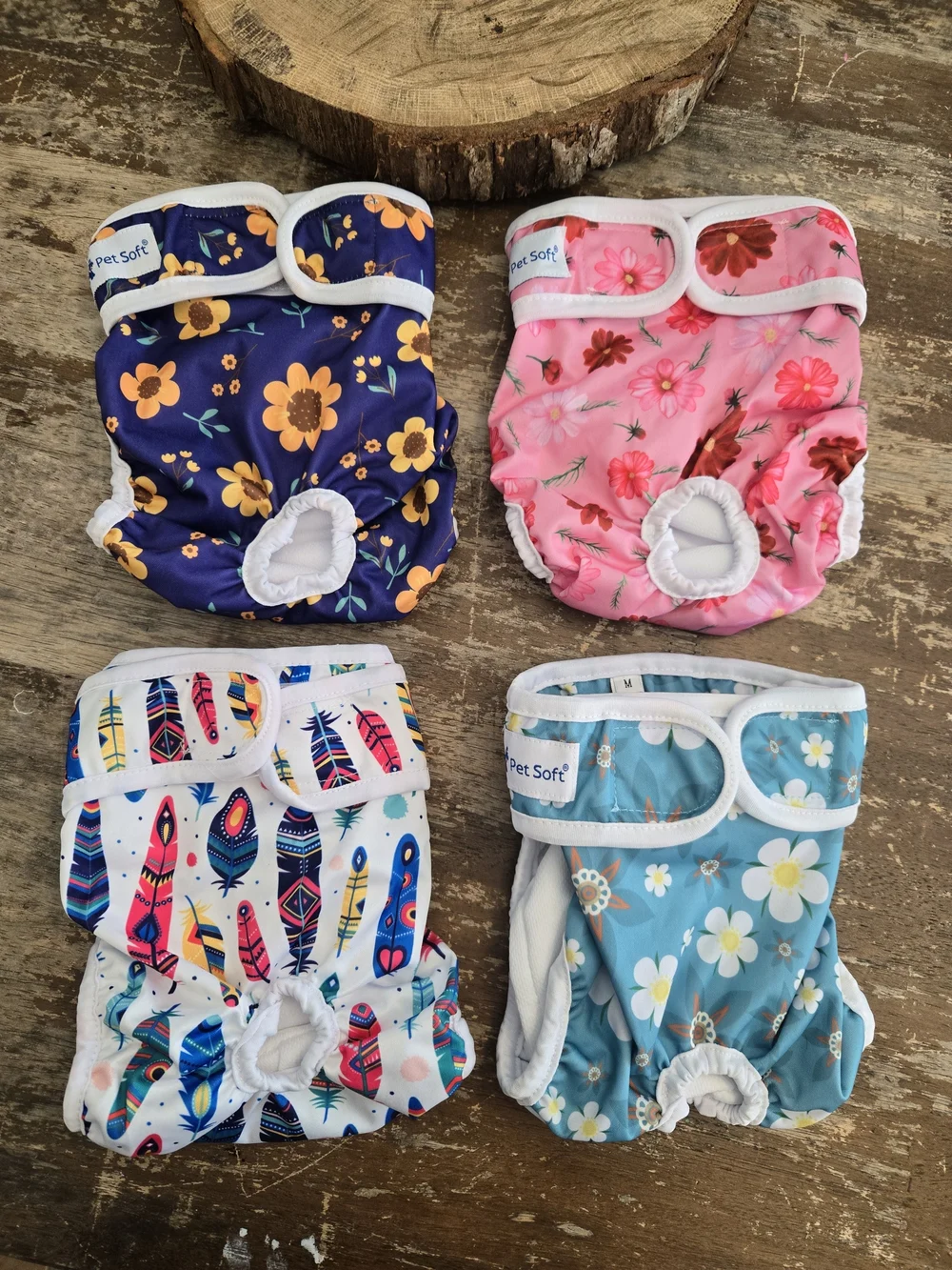 Girl Dog Diapers (4) - Blue, Pink, Purple, White NEW Reusable